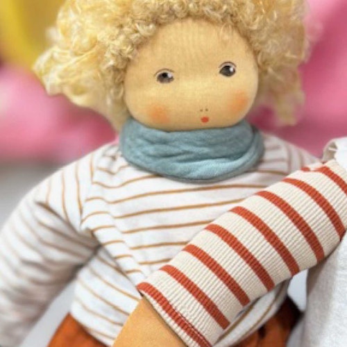Bio Stoffpuppe Junge "Bruno" zum An- & Ausziehen 38 cm