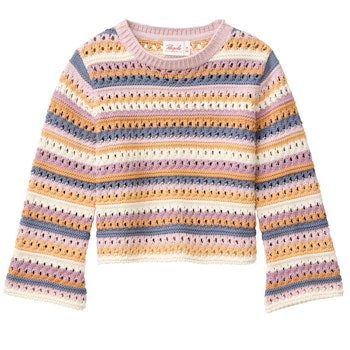 Leichter Strickpullover bunt geringelt