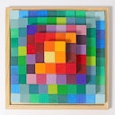 Vorschaubild 100 Holzbausteine Stufenpyramide klein, bunt (22,5 x 22,5 cm)