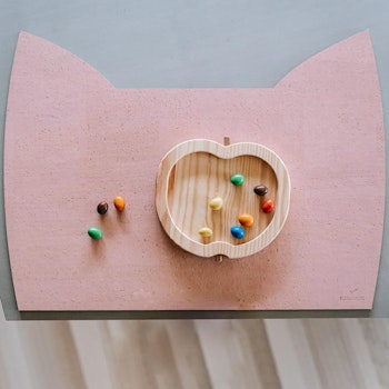 Kinder Tischset aus Kork Katze altrosa 52 x 36 cm