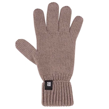 Fingerhandschuhe Umschlagbund Wolle Seide grau