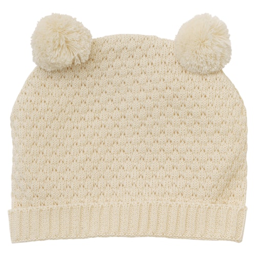 Puppen Mütze und Schuhe 35-45cm beige, Bio-Baumwolle