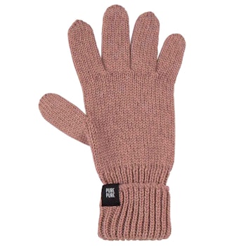Fingerhandschuhe Umschlagbund Wolle Seide rauchrosa