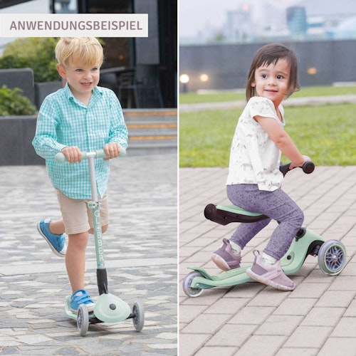 3in1 Kinderfahrzeug Globber Go-Up Active Lights Eco Pistazie ab 15 M