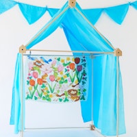 Riesiges Spieltuch Seide Glockenblumen-blau 137 x 274