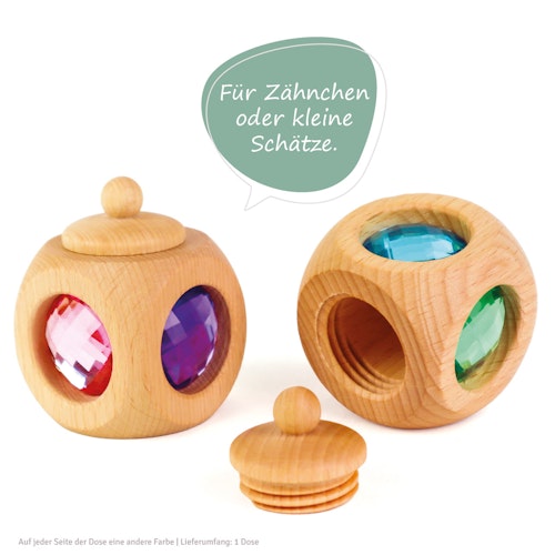 Zahndose aus Holz mit Funkelsteinen pastell 1 Stück