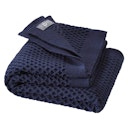 Vorschaubild Kuschelige Waben Strickdecke Wolle 80x100 cm indigo