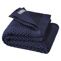 Kuschelige Waben Strickdecke Wolle 80x100 cm indigo