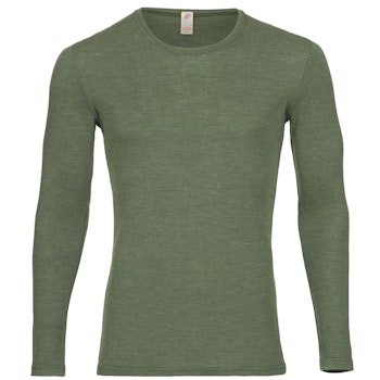 Herren Wolle Seide Langarmshirt schwarz