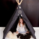 Vorschaubild Kinder Tipi Bio Baumwolle 135 x 135 x 150 cm anthrazit