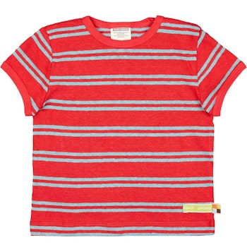 Leichtes Leinen Shirt kurzarm Streifen rot