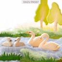Vorschaubild Schwan Kopf hoch Holzfigur 6 cm hoch