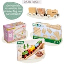 Vorschaubild 3tlg Holzzug zum Anmalen mit Farben und Pinsel