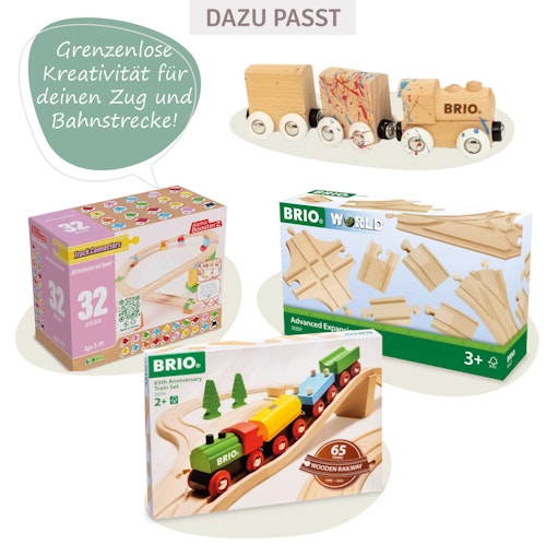 3tlg Holzzug zum Anmalen mit Farben und Pinsel