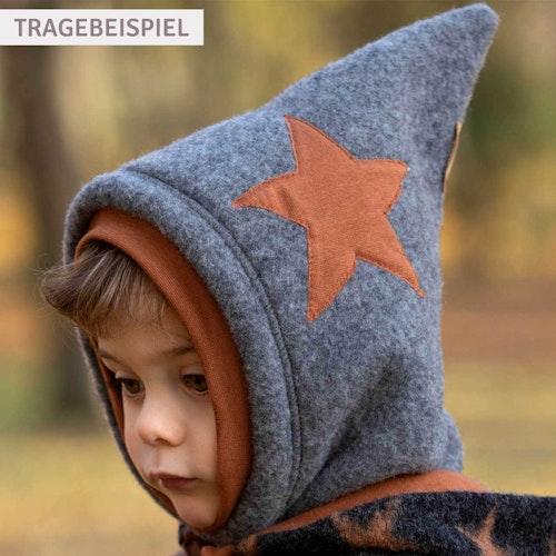 Woll Schlupfmütze Stern-Aufnäher