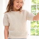 Vorschaubild Strick Kurzarm-Pullover beige
