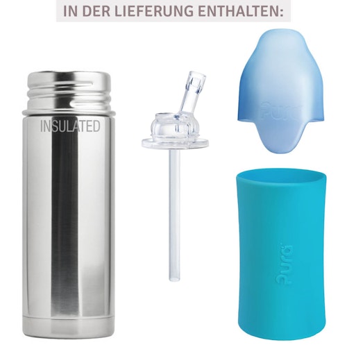 Isolierte Trinkhalm Flasche ab 12 M - open end blau