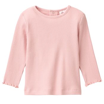 Edles Rippe Langarmshirt rosa