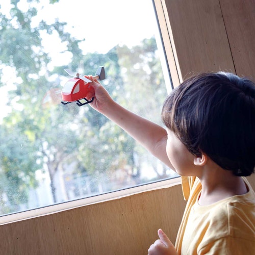 Holz-Hubschrauber für Kinder ab 3 Jahren - 12 cm lang