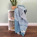 Vorschaubild Dicke Babydecke Biobaumwolle Strick blau Elefanten 90 x 105 cm