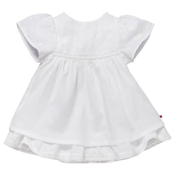Edles Dobby Baby Kleid kurzarm in weiss