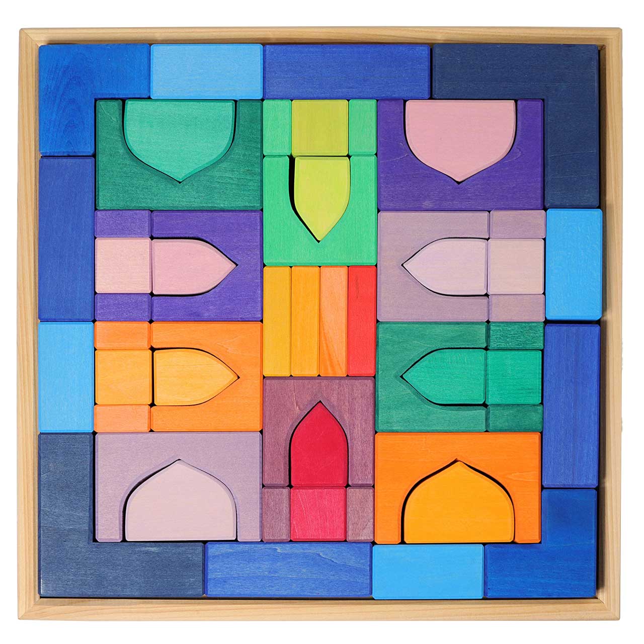 Baukasten 1001 Nacht, 54 Teile im Holzrahmen (44,5x44,5 cm)