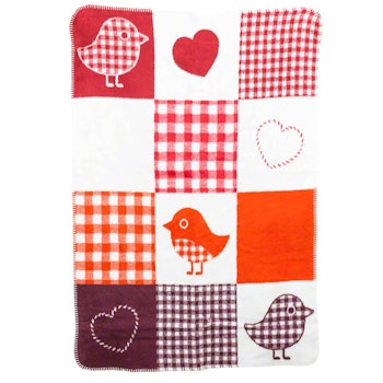 Kuschlige Babydecke Vogel rot