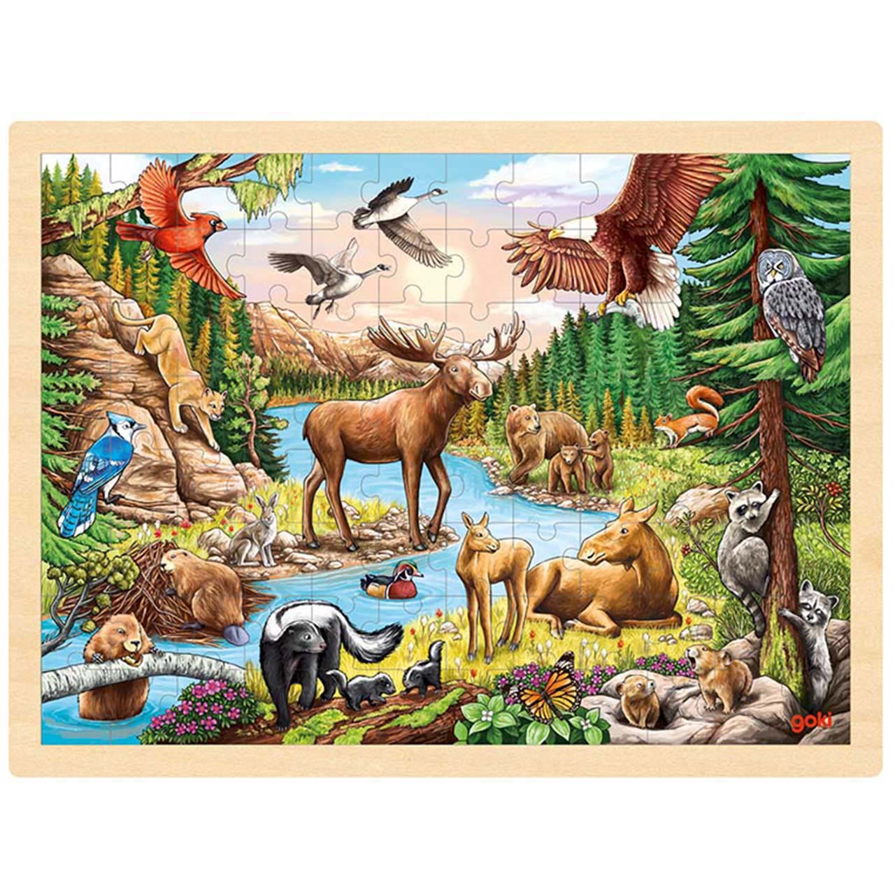 Holzpuzzle Wildnis mit Rahmen – 96-tlg.