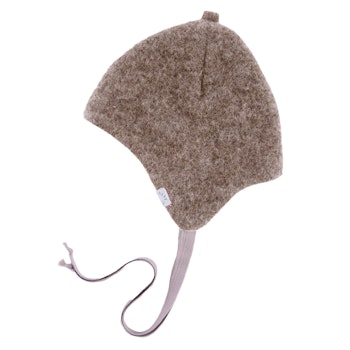 Warme Wollfleece Bindemütze beige