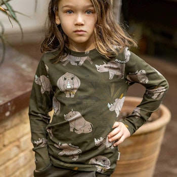 Weiches Langarmshirt Nashorn khaki