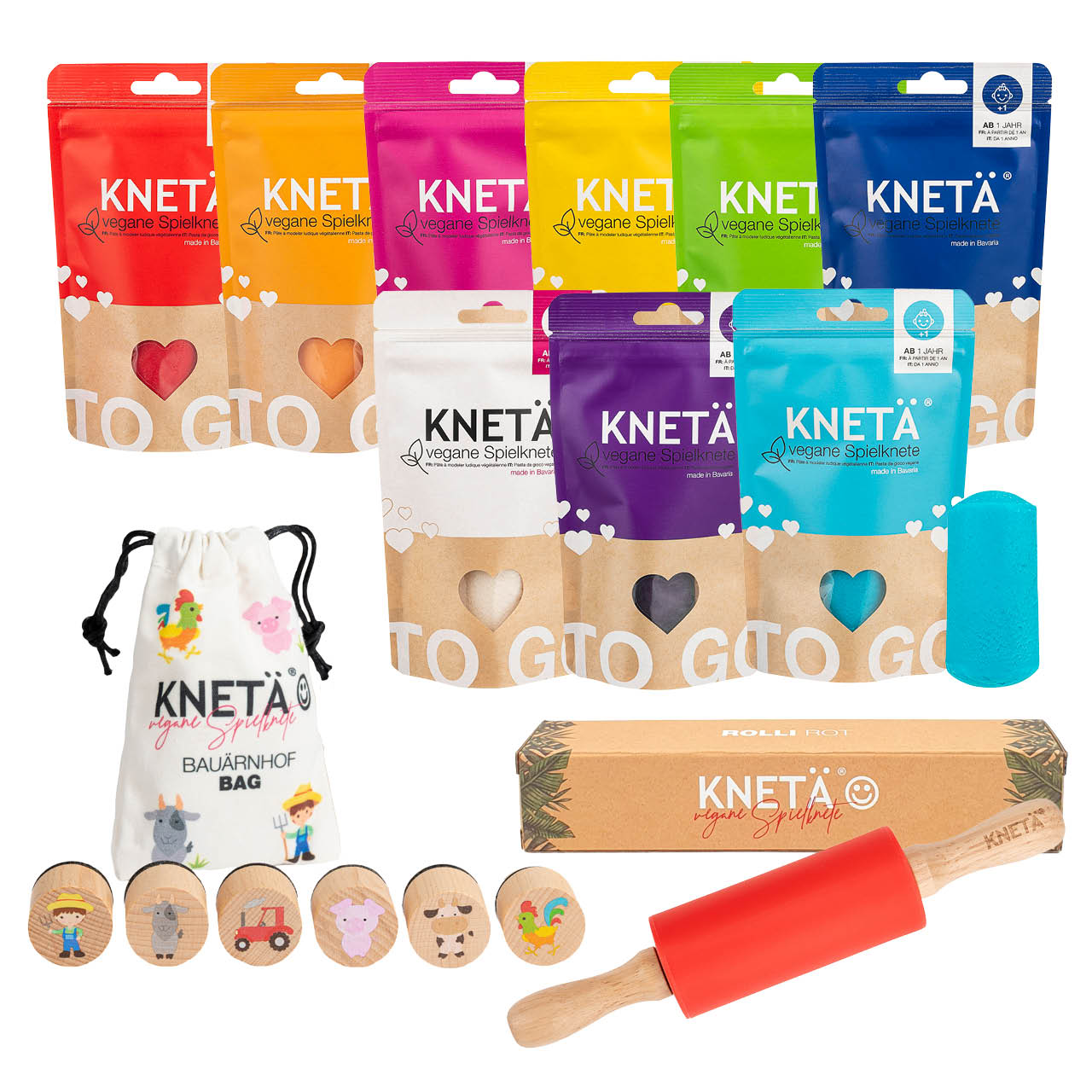 KNETÄ® Set aus Knete, Stempeln und Rolli