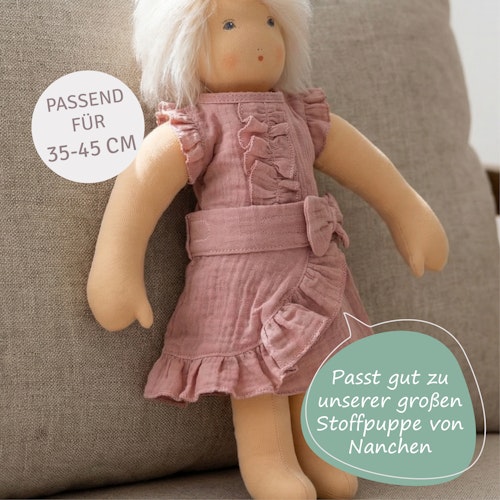 Puppen Wickelrock mit Top 35-45cm rosa, Bio-Baumwolle