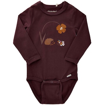 Langarm Body mit Igel dunkellila