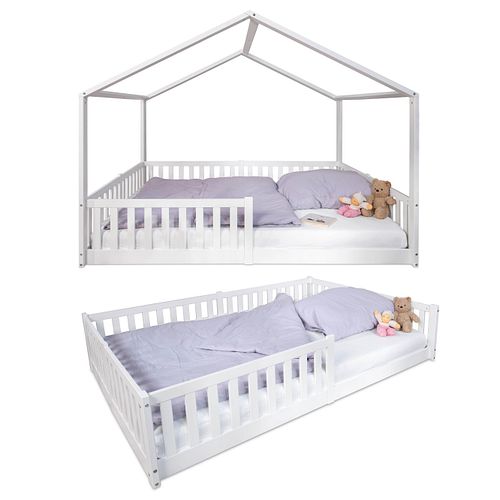Montessori Bett 140x200 - Bodenbett mit Rausfallschutz