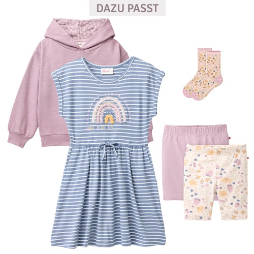 Sommerkleid kurzarm blau geringelt Regenbogen