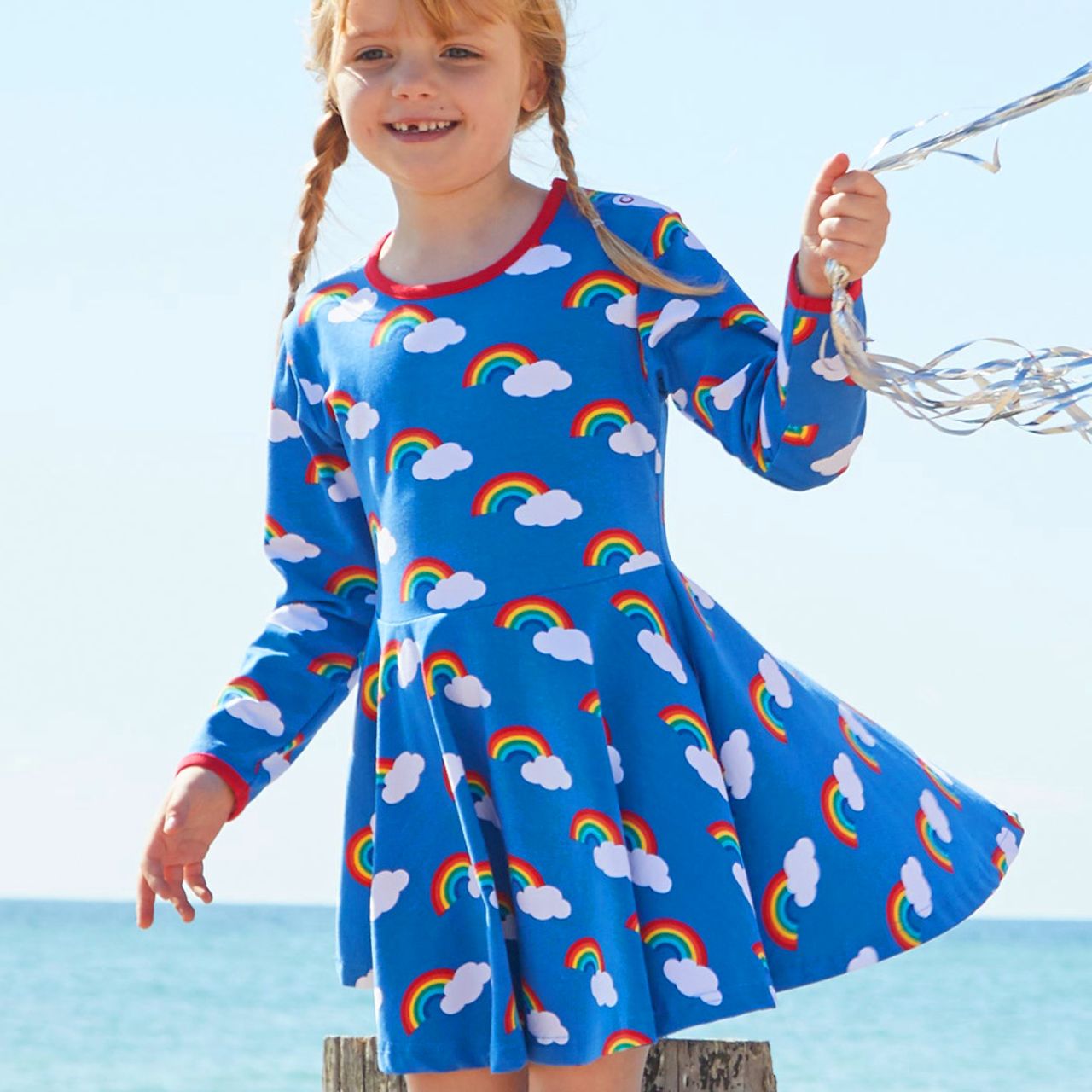 Langarm Skaterkleid Regenbogen