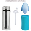 Vorschaubild Edelstahl Flasche mit Trinkhalm ab 12 M - open end aqua-blau
