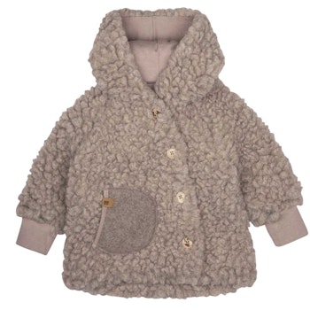 Wolle Plüsch-Mantel beige