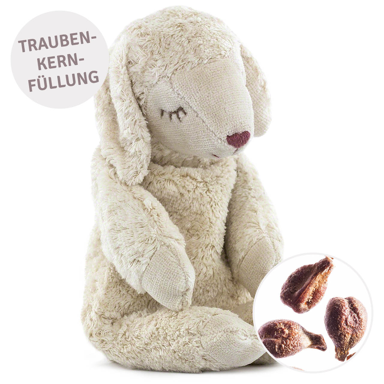 Schaf Kuscheltier & Wärmekissen Traubenkernfüllung