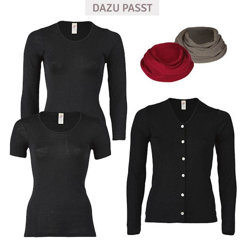 Damen Wolle Seide Langarmshirt