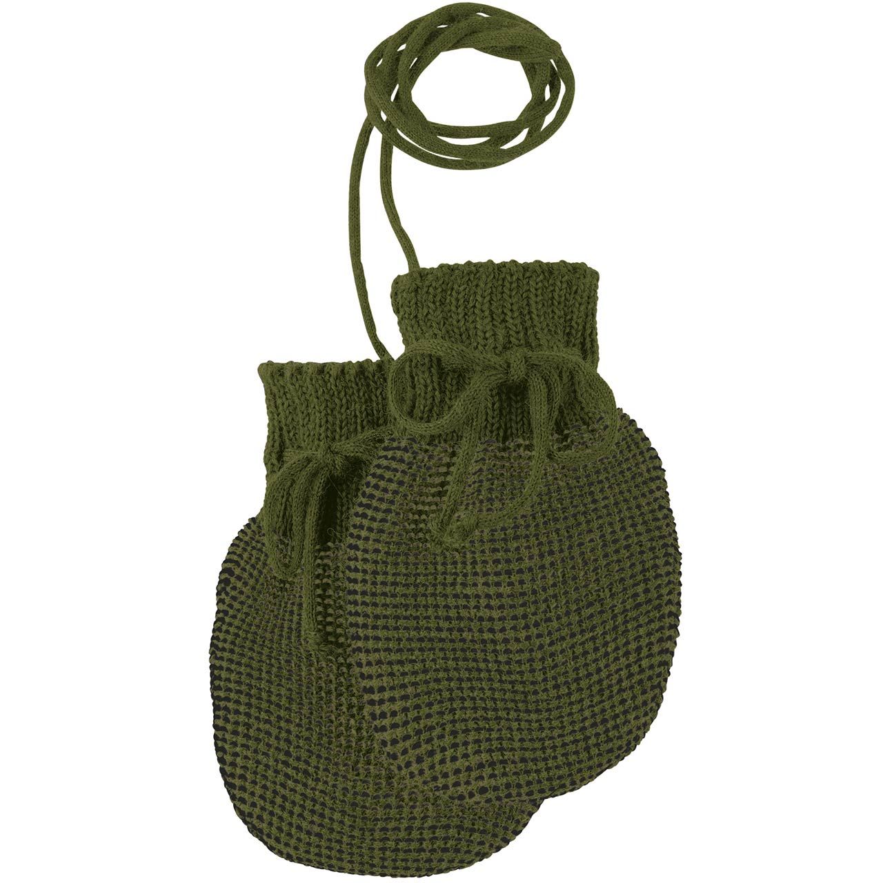 Baby Strickhandschuhe aus Schurwolle oliv-grün