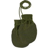 Baby Strickhandschuhe aus Schurwolle oliv-grün