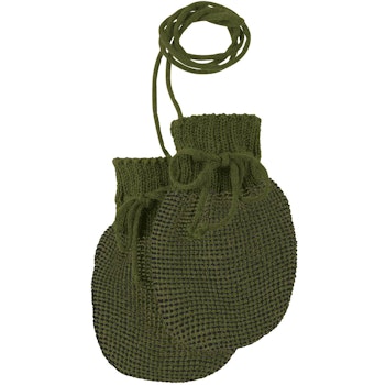 Baby Strickhandschuhe aus Schurwolle oliv-grün