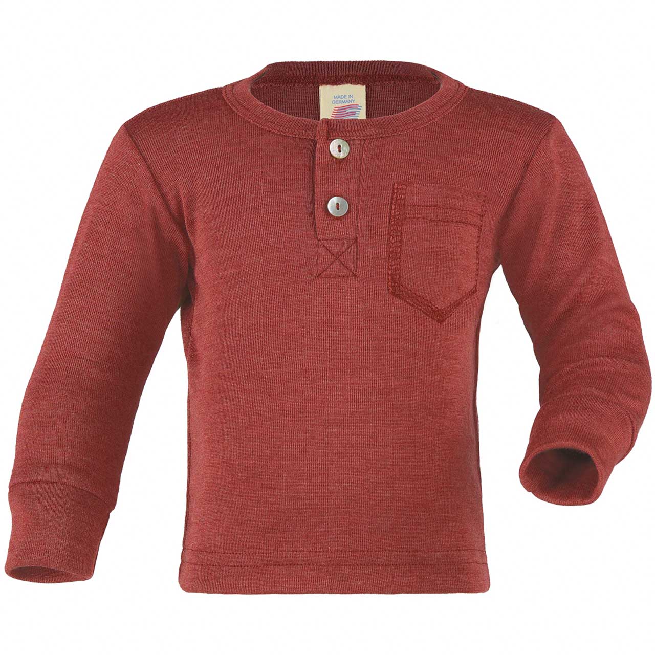 Wolle Seide Langarmshirt Knopfleiste