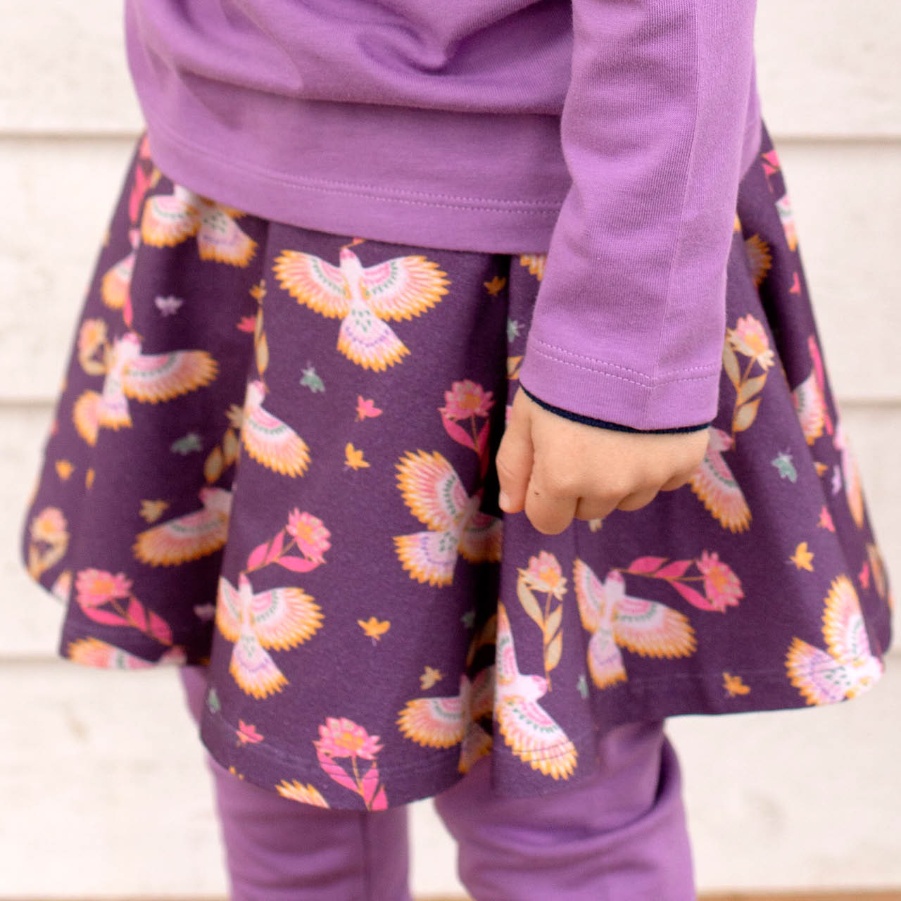 Elastischer Tellerock Vogel-Druck