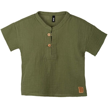 Musselin Shirt kurzarm dunkelgrün