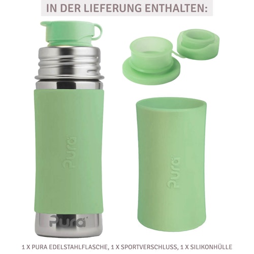 Edelstahl Sportflasche Sportverschluss 325 ml moos-grün