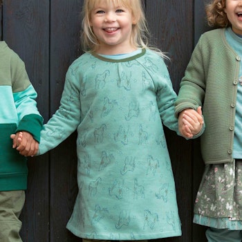 Sweatkleid Blumen-Druck curry-gelb