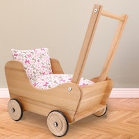 Klassischer Puppenwagen Vollholz Schmetterling 53 cm
