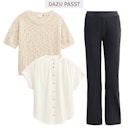 Vorschaubild Damen Rippstrick-Pullover kurzarm beige